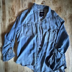 American Eagle Outfitters Light Blue Denim Shirt